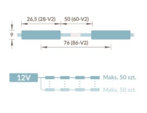 Moduł LED 3x2835 IP68 mini 8000K 0,72W prostokąt - 2