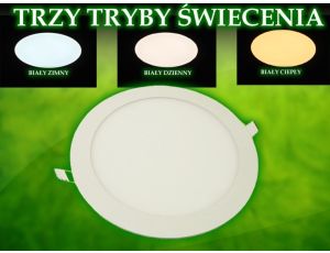 Panel LED okrągły Round 6W 230V trzy tryby świecenia średnica 12cm biały