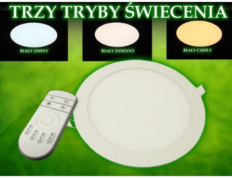 Panel LED okrągły Round 6W 230V trzy tryby świecenia średnica 12cm biały + pilot