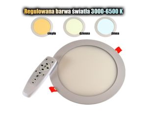 Panel led okragły Round 18W 230V WW+DW+CW średnica 22cm ściemnialny z pilotem