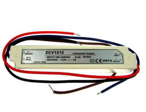 Zasilacz LED 12V 12W napięciowy IP67 plastik - 2