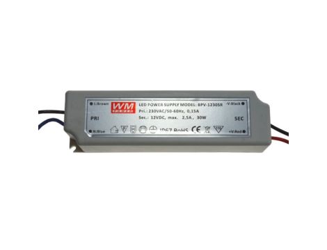 Zasilacz LED 12V  30W napięciowy IP67 plastik