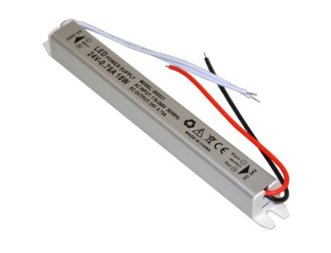 Wąski zasilacz meblowy do taśm LED 24V 18W IP20