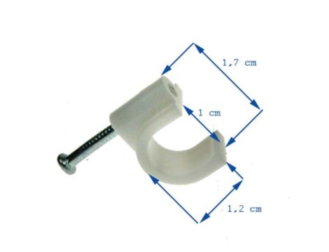 Uchwyt kabla okrągły 10mm KN-10 biały op/100 sztuk