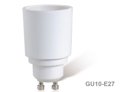 Adapter żarówki z gwintu GU10 na E27 biały - 2