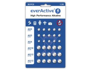 Bateria guzikowa alkaliczna zestaw 30 sztuk everActive blister