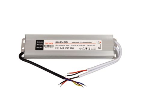 Zasilacz LED 24V 200W slim napięciowy IP67 aluminium
